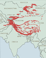 snow leopard countries Snow leopard range map. Snow Leopard Conservancy.